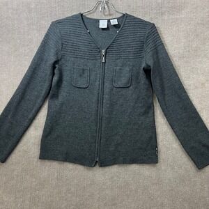 AX Armani Exchange Women Merino Blend Gray Zip Up Cardigan Sweater Size S